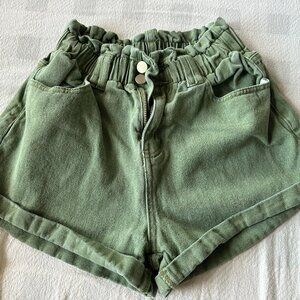Green High Waisted Shorts